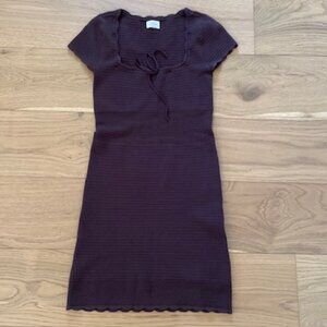 Aritzia Wilfred Brown Crochet Reception Dress in Size Small